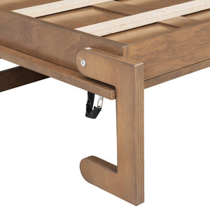 English Elm Twin Size Murphy Bed With Charging Station, Storage Drawer & Stylish Wood Finish For Space-Saving Design N7090004019D-GIGA