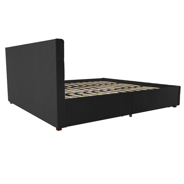 English Elm Upholstered Velvet Storage Bed with Tufted Headboard and Four Drawers for Bedroom B2733S00007