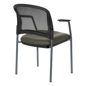 OSP Home Furnishings Progrid Mesh Back Stackable Chair with Titanium Frame for Conference Rooms Graphite 86710R-R111
