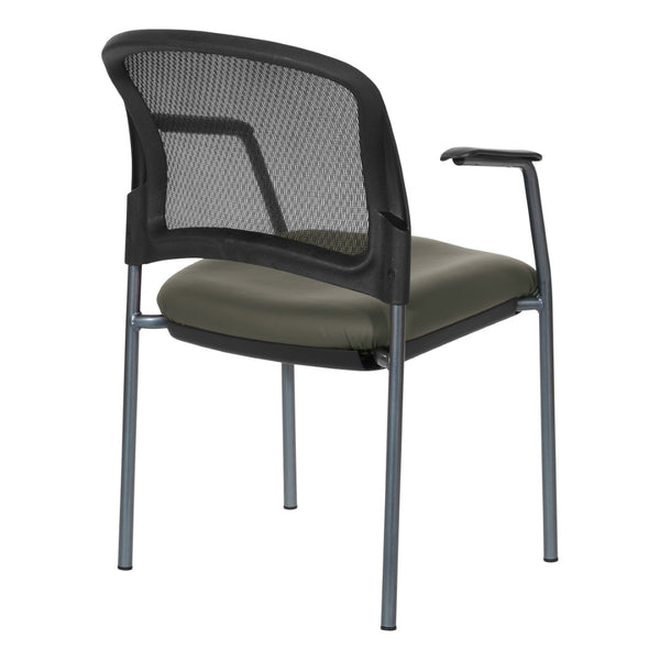 OSP Home Furnishings Progrid Mesh Back Stackable Chair with Titanium Frame for Conference Rooms Graphite 86710R-R111