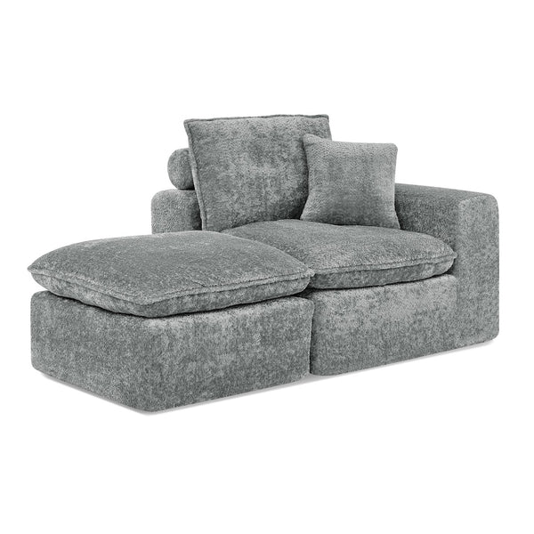 English Elm 107'' Boucle L-shaped Sectional with Reversible Chaise Deep Foam Seat Living Room Grey W1413S00165