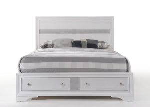 English Elm Naima Queen Storage Bed with Low-Profile Frame, 2 Drawers, Dovetail Construction & Sparkle Trim White 29 L x 21 W x 13 H B2726S00434