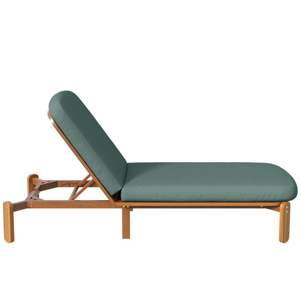 English Elm Outdoor Acacia Wood Chaise Lounge Reclining Patio Chair with Cushion for Poolside N719P445623F
