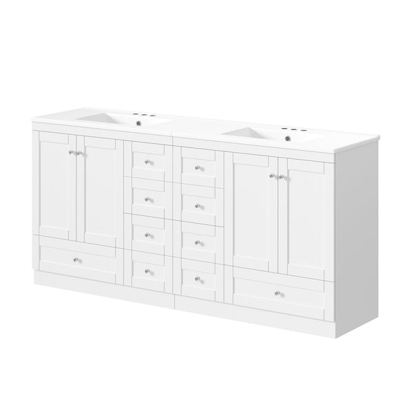 English Elm 72" Freestanding Bathroom Vanity Mdf Shaker Style with Ceramic Sink and Soft Close Storage N729P000031K