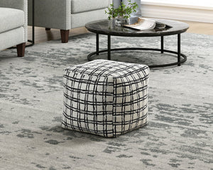 English Elm Modern Square Pouf – Versatile Black & White Jacquard Ottoman, Non-Slip Floor Seat For Any Room B011P251658