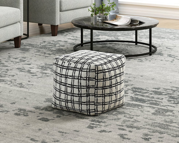 English Elm Modern Square Pouf – Versatile Black & White Jacquard Ottoman, Non-Slip Floor Seat For Any Room B011P251658