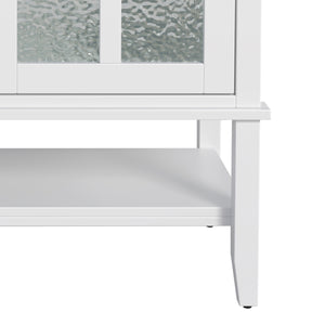 English Elm Christopher Knight Home® - 36" Bathroom Vanity with Ceramic Sink, Solid Wood Legs, Waterproof Finish, Soft-Close Hinges, Open Shelf, Silver Knobs White N817P286249W