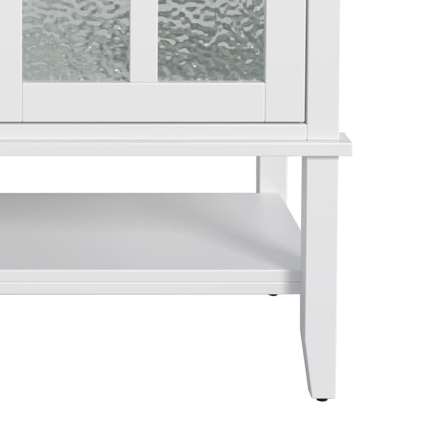 English Elm Christopher Knight Home® - 36" Bathroom Vanity with Ceramic Sink, Solid Wood Legs, Waterproof Finish, Soft-Close Hinges, Open Shelf, Silver Knobs White N817P286249W