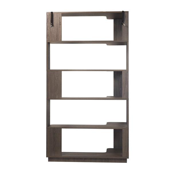 English Elm 90cm Five Tier L Shaped Corner Bookcase Open Wood Shelving for Home Office or Living Room W2899P444159