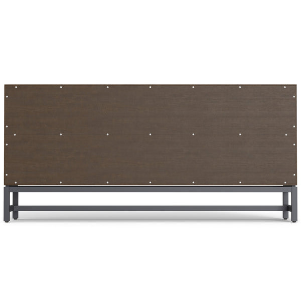 English Elm Banting Solid Rubberwood Low Wide Bookcase in Walnut Brown with Graphite Metal Frame, 4 Open Shelves, 64" W, Anti-Tip Protection B136P238608