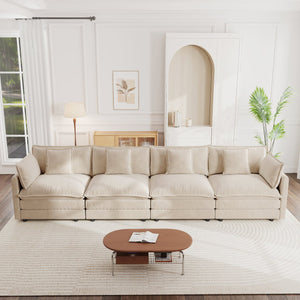 English Elm Free Modular Chenille Sectional Sofa with Deep Cushions for a Cozy Living Room W714S00905