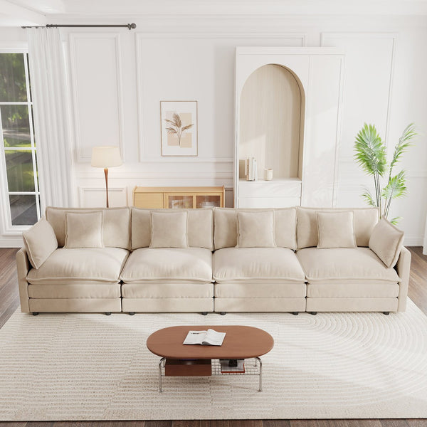 English Elm Free Modular Chenille Sectional Sofa with Deep Cushions for a Cozy Living Room W714S00905