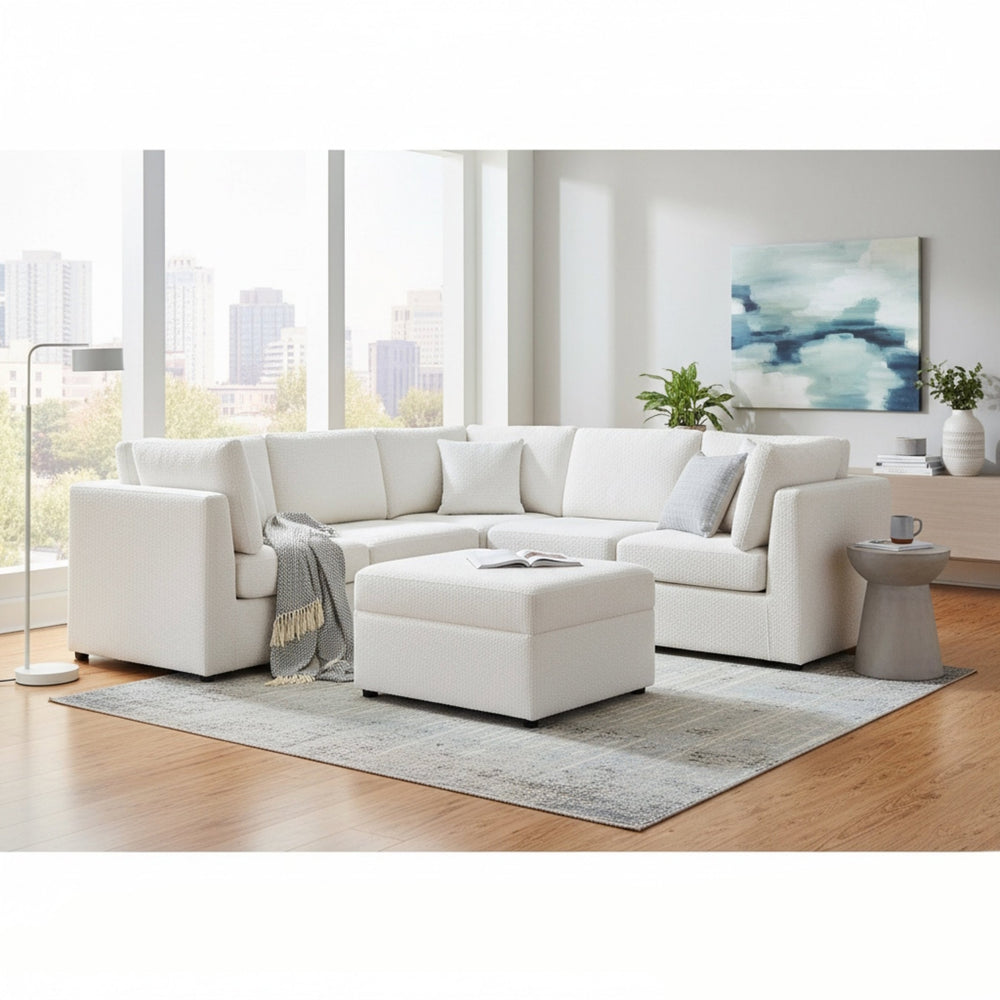 English Elm Chauncy Modular Six Piece Sectional with Storage Ottoman and Performance Fabric B050S00034