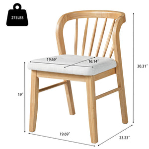 English Elm 7-piece Rubberwood Windsor Spindle Back Dining Set with Upholstered Seats for Family Rooms Beige+Natural N768P427476N_N768P427477N_6