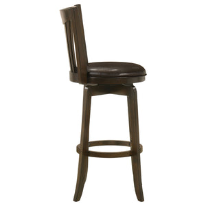 English Elm Decker Dark Cherry Swivel Bar Stool with Faux Leather Seat, 360° Rotation, Elegant Slat Back Finish B062P299929