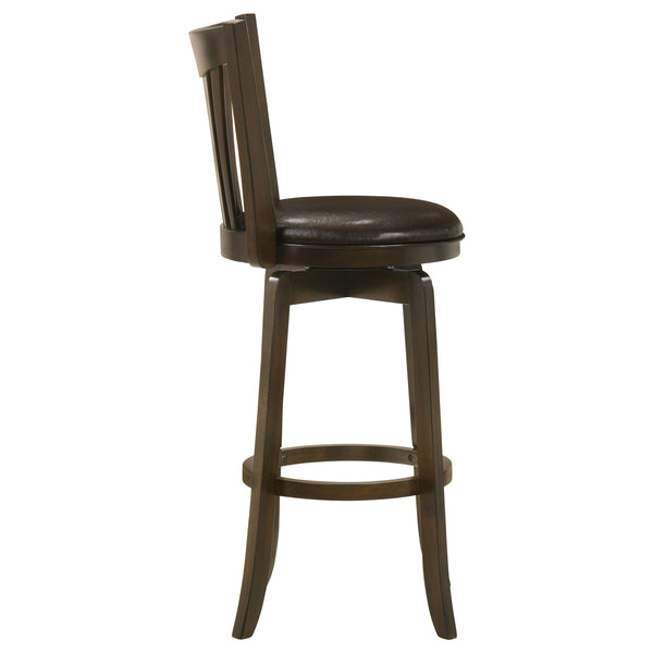 English Elm Decker Dark Cherry Swivel Bar Stool with Faux Leather Seat, 360° Rotation, Elegant Slat Back Finish B062P299929