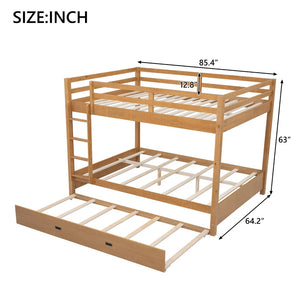 English Elm Wood Queen Size Bunk Bed With Trundle & Ladder – Stylish, Durable Sleeping Solution For All Ages N7090004008D-GIGA