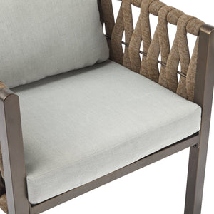 English Elm Christopher Knight Home® - 2-Pieces Outdoor Metal Patio Club Chair with Teslin Rope, Thick Cushions, Rust-Resistant Frame, Brown N780P254451B