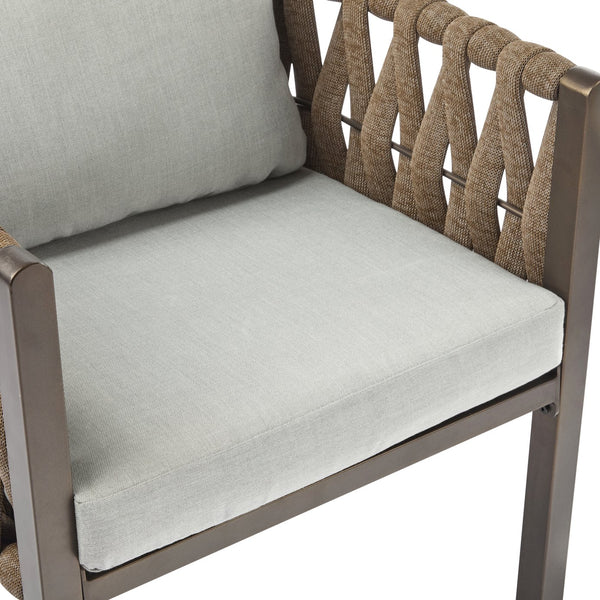 English Elm Christopher Knight Home® - 2-Pieces Outdoor Metal Patio Club Chair with Teslin Rope, Thick Cushions, Rust-Resistant Frame, Brown N780P254451B