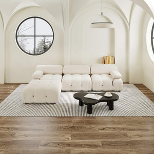 English Elm Urban Velvet Modular Sofa 104" L-Shaped 4-Seater White Velvet Sectional with Foam-Spring Comfort and Easy-Clean Finish B341S00008