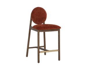 Sunpan ORABELL Counter Stool - Sculptural Mid-Century Design with Rich Opera Spice Upholstery & Brass Accents 112413