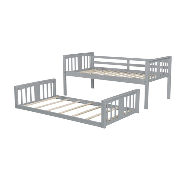 English Elm Twin Over Kids Bunk Bed with Slide Ladder Pine Frame White Finish LT000108AAE-1