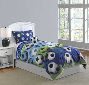 English Elm Soccer League 4Pc Full Comforter Set - Cozy & Stylish Bedding For Young Athletes With Reversible Design B340P341976-GIGA