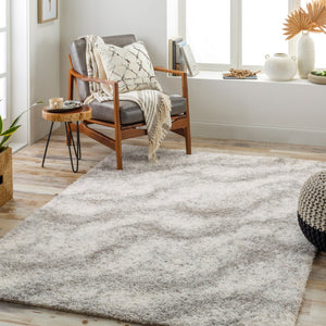 Livabliss Cloudy Shag Plush Polyester Area Rug for Living Room Bedroom Soft Neutral Pile White, Gray 7'10" x 10' CDG2306-71010