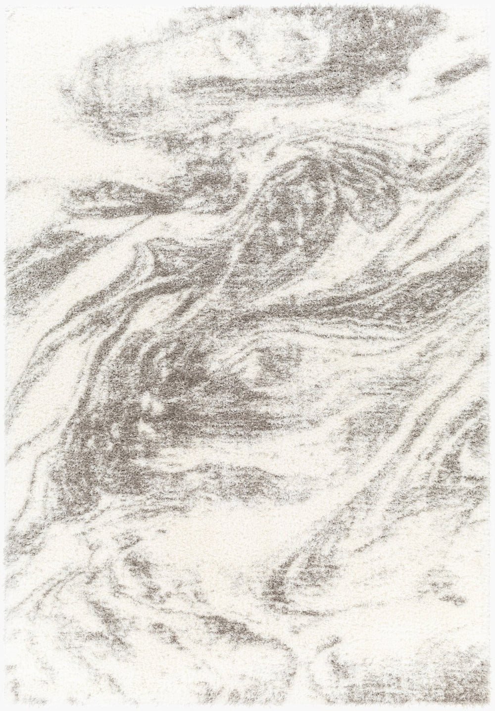 Livabliss Cloudy Shag Polyester Area Rug Plush Turkish Woven Pile for Living Room or Bedroom White, Gray 7'10" x 10' CDG2308-71010