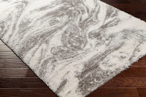 Livabliss Cloudy Shag Polyester Area Rug Plush Turkish Woven Pile for Living Room or Bedroom White, Gray 7'10" x 10' CDG2308-71010