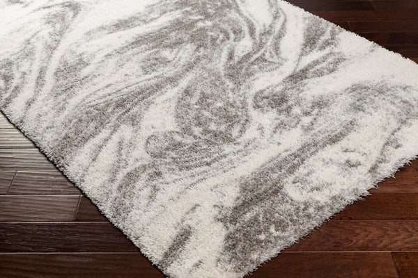 Livabliss Cloudy Shag Polyester Area Rug Plush Turkish Woven Pile for Living Room or Bedroom White, Gray 7'10" x 10' CDG2308-71010
