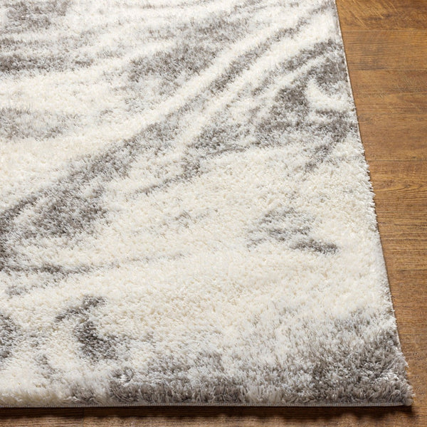 Livabliss Cloudy Shag Polyester Area Rug Plush Turkish Woven Pile for Living Room or Bedroom White, Gray 7'10" x 10' CDG2308-71010