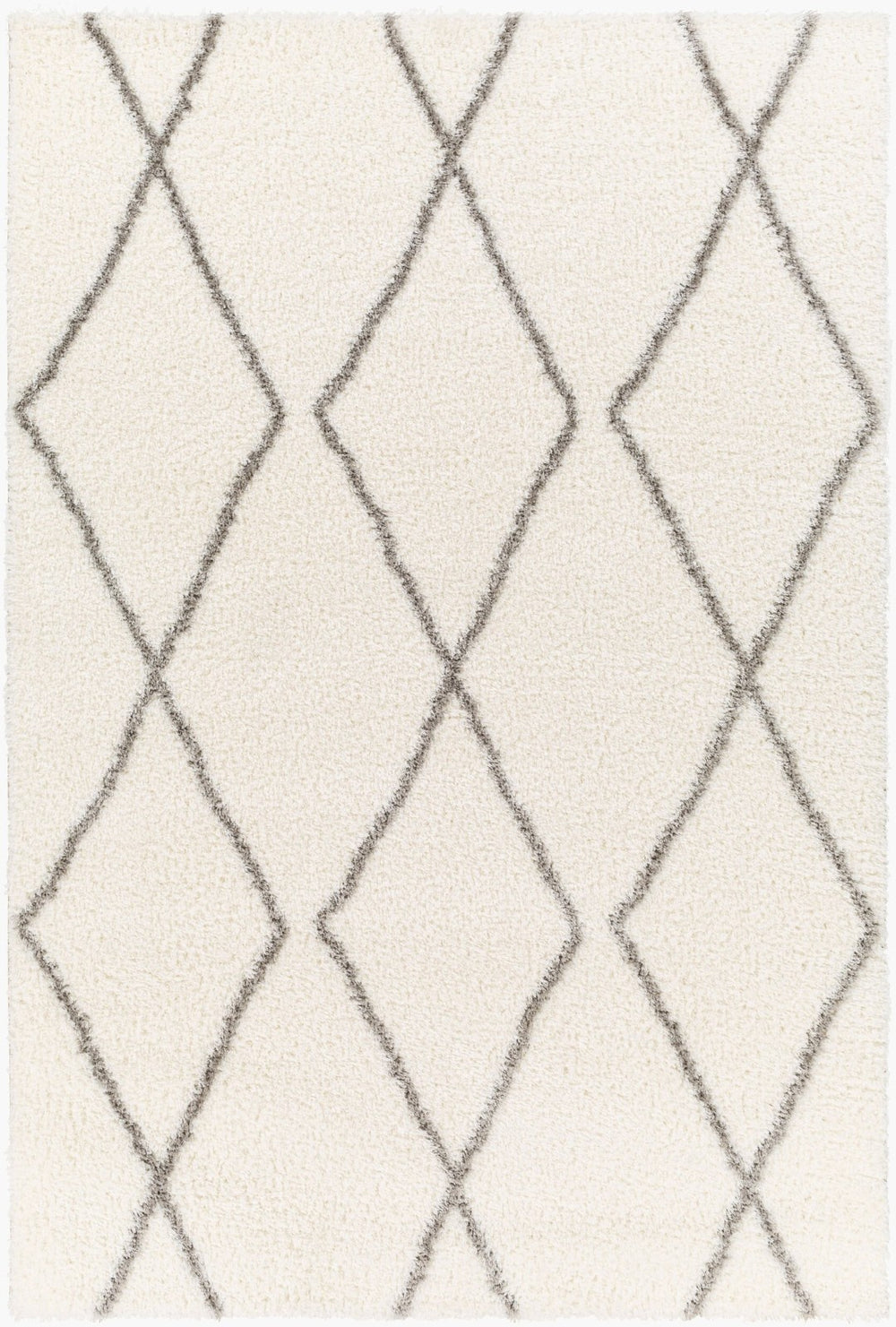 Livabliss Cloudy Shag Polyester Area Rug Plush Machine Woven Pile for Living Room Bedroom White, Gray 5'3" x 7' CDG2317-537
