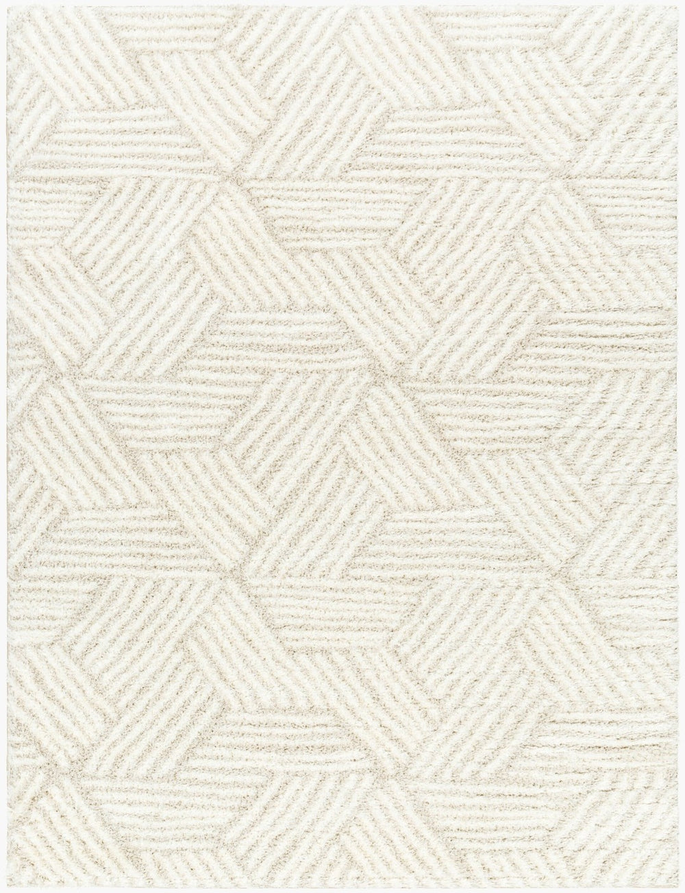 Livabliss Cloudy Shag Polyester Area Rug Machine Woven Plush High Pile for Living Bedroom White, Light Be 7'10" x 10' CDG2319-71010