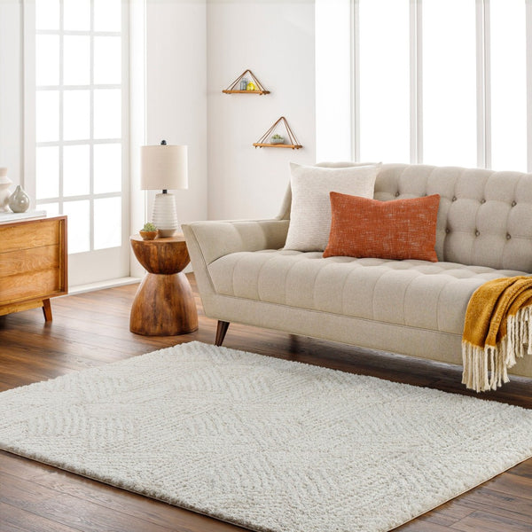 Livabliss Cloudy Shag Polyester Area Rug Machine Woven Plush High Pile for Living Bedroom White, Light Be 7'10" x 10' CDG2319-71010