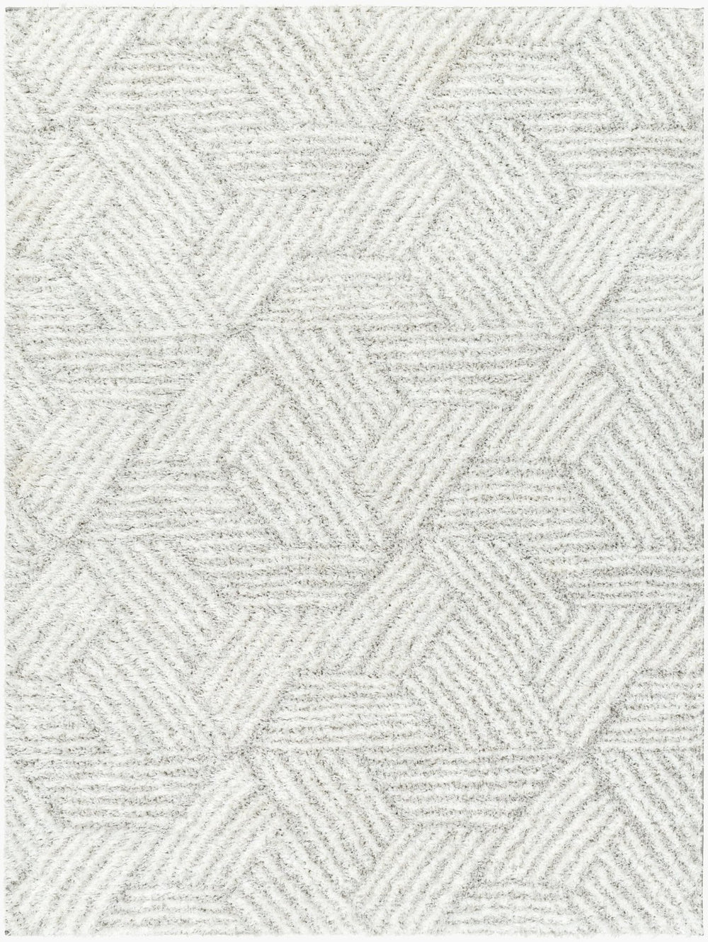 Livabliss Cloudy Shag Polyester Area Rug Plush Machine Woven Texture for Living Room or Bedroom White, Gray 6'7" x 9' CDG2320-679