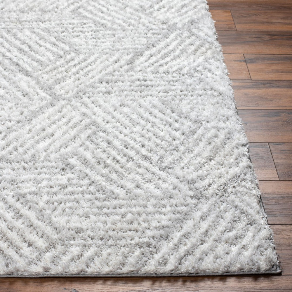 Livabliss Cloudy Shag Polyester Area Rug Plush Machine Woven Texture for Living Room or Bedroom White, Gray 6'7" x 9' CDG2320-679