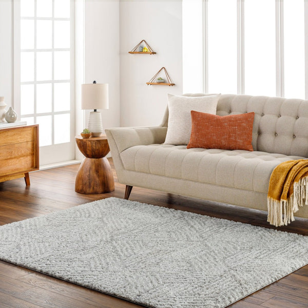 Livabliss Cloudy Shag Polyester Area Rug Plush Machine Woven Texture for Living Room or Bedroom White, Gray 6'7" x 9' CDG2320-679
