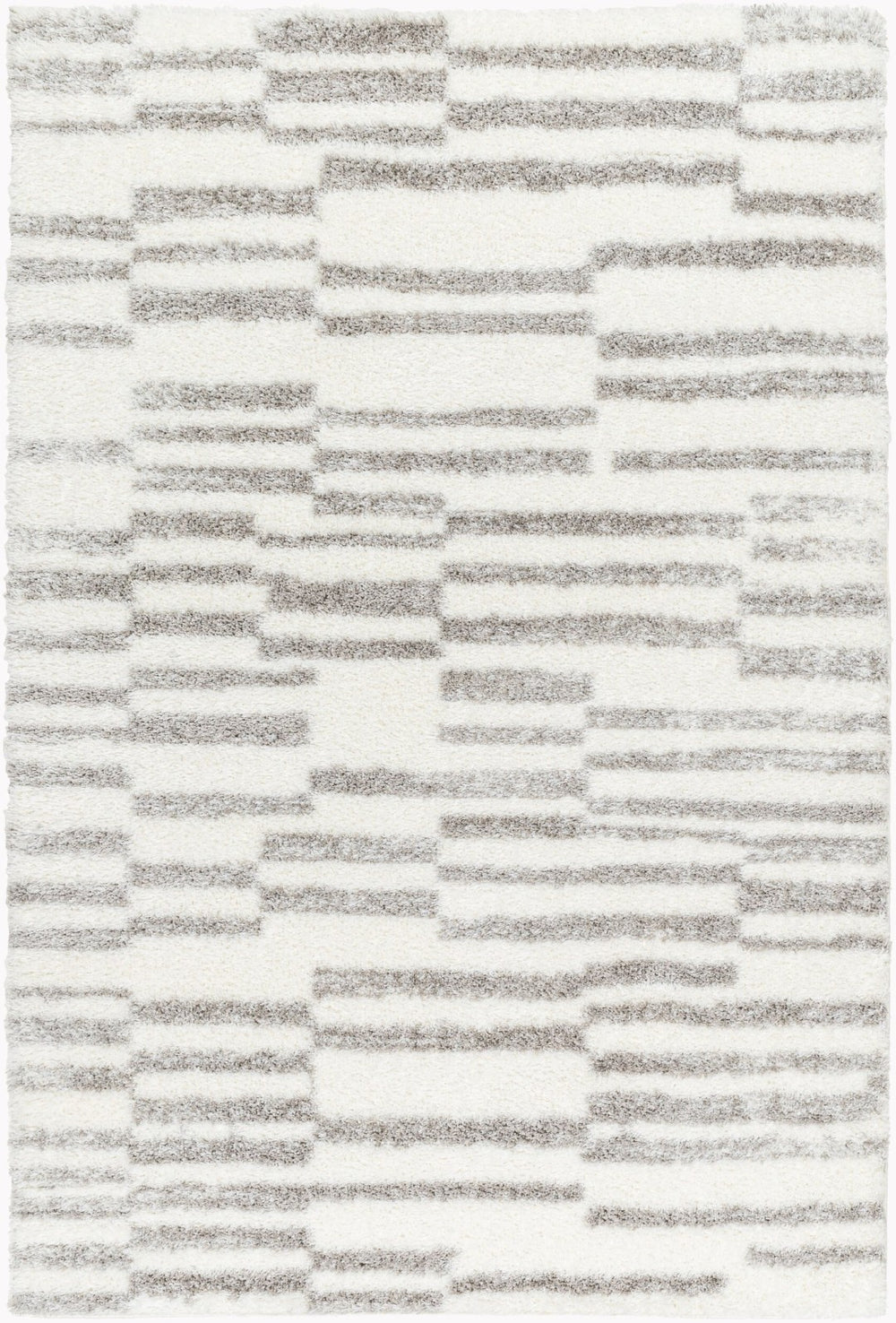 Livabliss Cloudy Shag Polyester Area Rug Plush High Pile for Living Room or Bedroom Warmth White, Gray 6'7" x 9' CDG2328-679