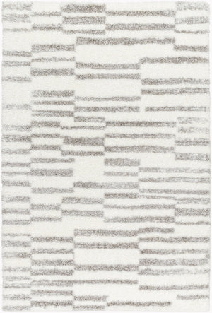 Livabliss Cloudy Shag Polyester Area Rug Plush High Pile for Living Room or Bedroom Warmth White, Gray 6'7" x 9' CDG2328-679