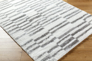 Livabliss Cloudy Shag Polyester Area Rug Plush High Pile for Living Room or Bedroom Warmth White, Gray 6'7" x 9' CDG2328-679