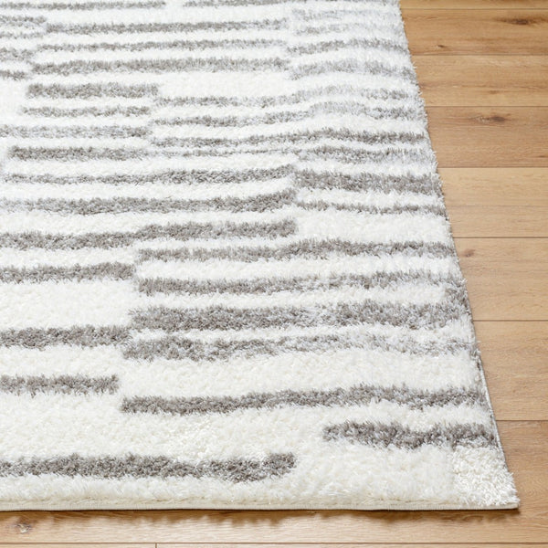 Livabliss Cloudy Shag Polyester Area Rug Plush High Pile for Living Room or Bedroom Warmth White, Gray 6'7" x 9' CDG2328-679