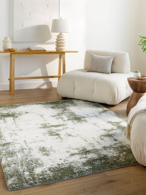 Livabliss Cloudy Shag Polyester Area Rug Plush Pile for Living Room or Bedroom Decor White, Grass Gr 5'3" x 7' CDG2329-537