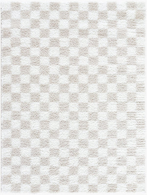 Livabliss Cloudy Shag Plush Polyester Area Rug Art Deco Style Turkish Woven Living Room Accent Ivory, Light Be 5'3" x 7' CDG2330-537
