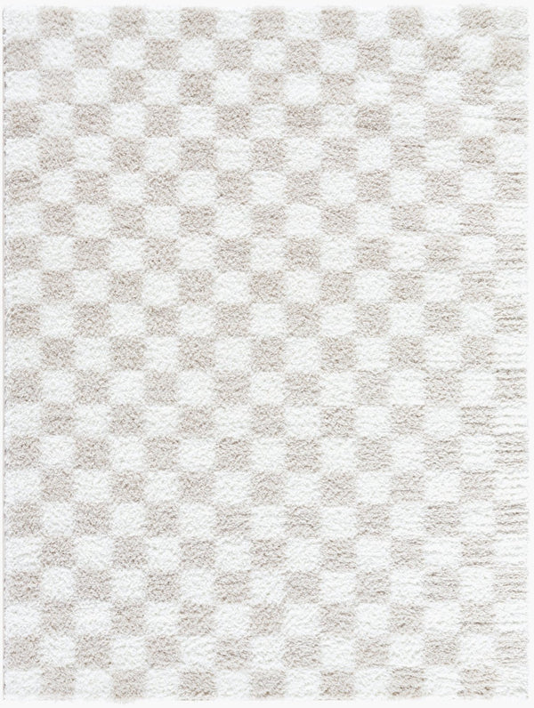 Livabliss Cloudy Shag Plush Polyester Area Rug Art Deco Style Turkish Woven Living Room Accent Ivory, Light Be 5'3" x 7' CDG2330-537
