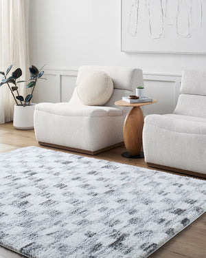 Livabliss Cloudy Shag Polyester Area Rug Machine Woven Plush Pile for Living Room or Bedroom Ivory, Gray 5'3" x 7' CDG2332-537