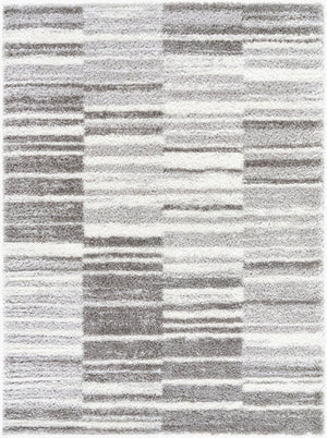 Livabliss Cloudy Shag Polyester Area Rug Art Deco Plush Pile for Living Room or Bedroom Gray, Ivory 7'10" x 10' CDG2334-71010