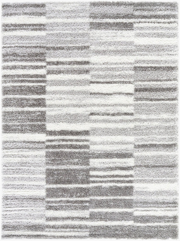 Livabliss Cloudy Shag Polyester Area Rug Art Deco Plush Pile for Living Room or Bedroom Gray, Ivory 7'10" x 10' CDG2334-71010
