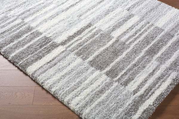 Livabliss Cloudy Shag Polyester Area Rug Art Deco Plush Pile for Living Room or Bedroom Gray, Ivory 7'10" x 10' CDG2334-71010