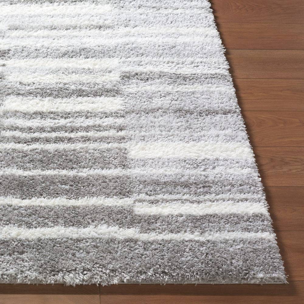 Livabliss Cloudy Shag Polyester Area Rug Art Deco Plush Pile for Living Room or Bedroom Gray, Ivory 7'10" x 10' CDG2334-71010